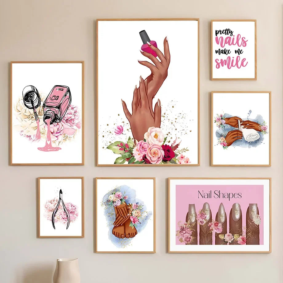 Nail Themed Printed Art Posters