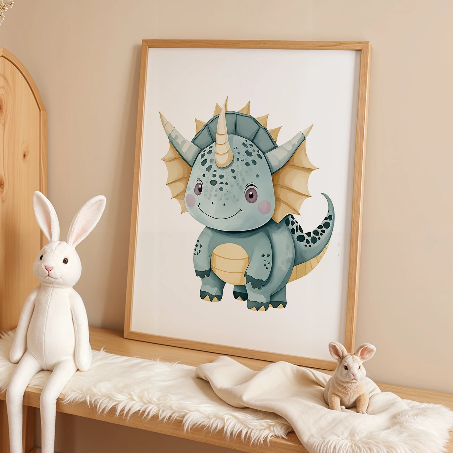 3pcs Personalized Custom Name Cartoon dinosaur Wall Art Print Picture Canvas Poster Painting For Living child Room Home Decor