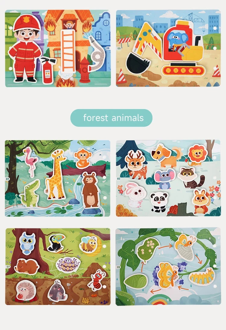 Animal Habitat Sticker Book for Kids Activity Montessori Busy Books Funny Sticker Book Educational Game Travel Toys for Toddlers