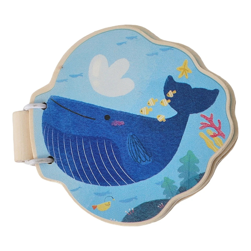 Baby Wooden Book Early Educational Toys Enlightenment Readings Montessori Marine Animals Illustration Cognitive Book for Toddler