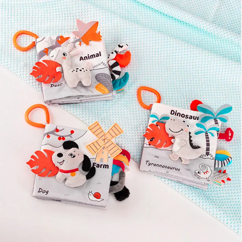 Soft Baby Books Toys 3D Touch and Feel Crinkle Cloth Books Babies Infant Kids Touch and Feel Crinkle for Infants Toddler Gifts