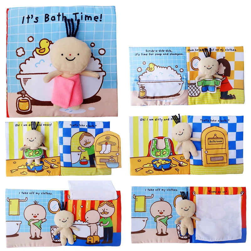 Baby Toys 0-12M Cloth Book Early Life Skills Learning Bath Potty Brush Teeth Cognitive Quiet Book Montessori Interactive Books