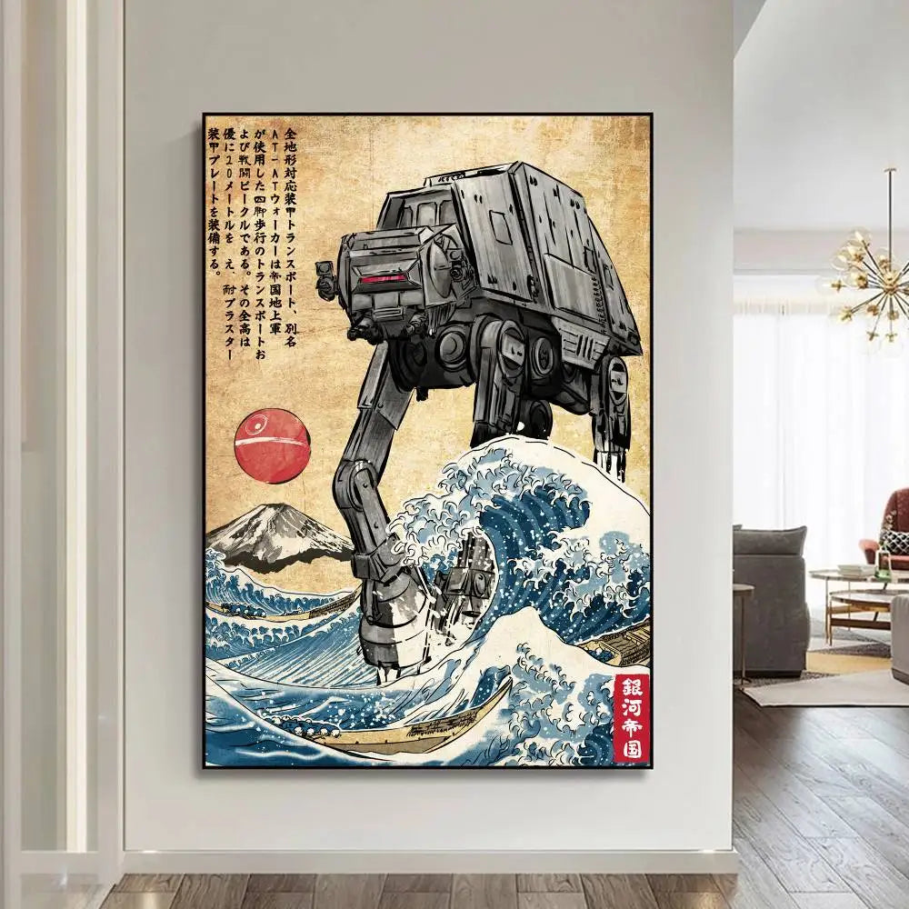S-Star W-Wars Film Whitepaper Poster Fancy Wall Sticker For Living Room Bar Decoration Aesthetic Art Wall Painting