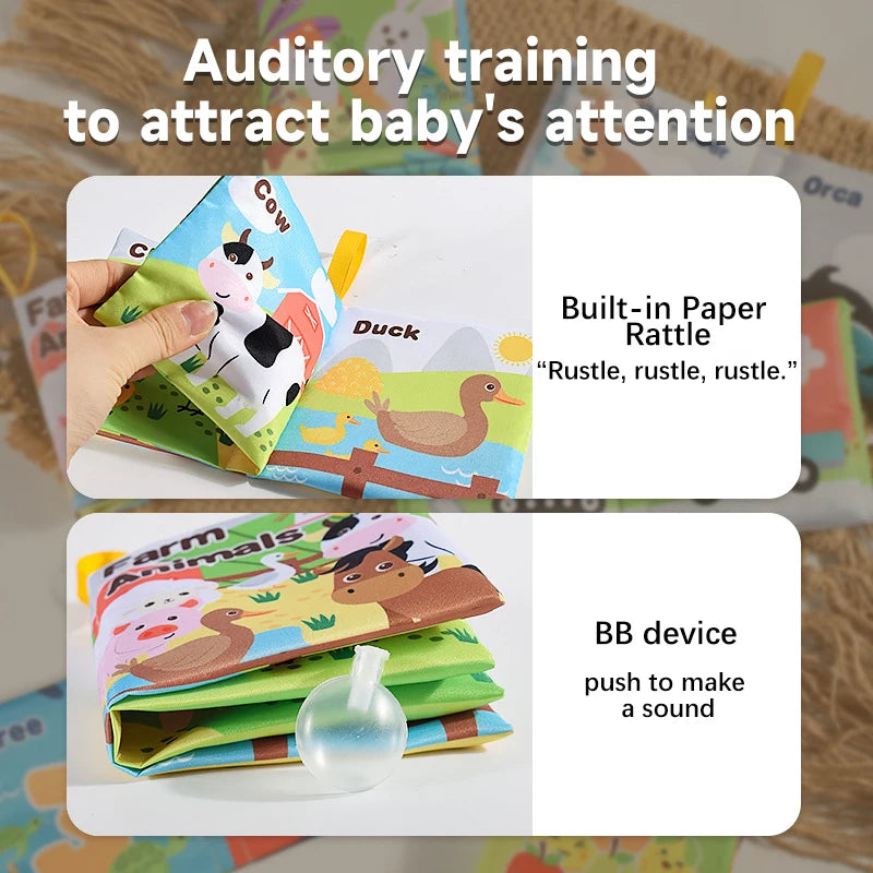 Baby  Enlightenment Cloth Books Educational Toys Baby Intelligence Development Learning Book Rustle Sound Cognition Sensory Toys