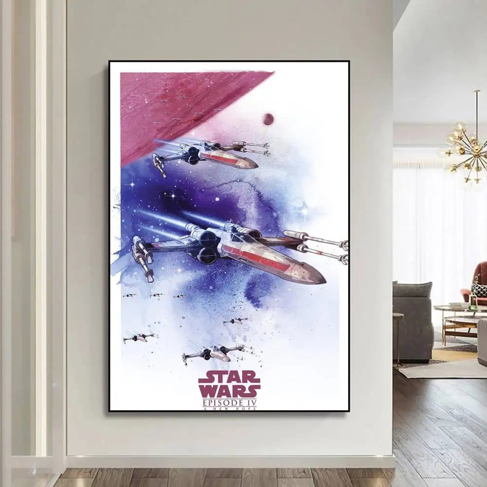 S-Star W-Wars Film Whitepaper Poster Fancy Wall Sticker For Living Room Bar Decoration Aesthetic Art Wall Painting