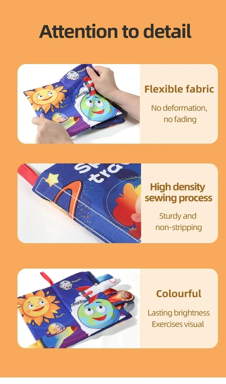 Baby Cloth Book for Children Fun Interactive Toys 0-3 Years Infant Early Education Toys Soft Tail Cloth Book Sensory Baby Toys
