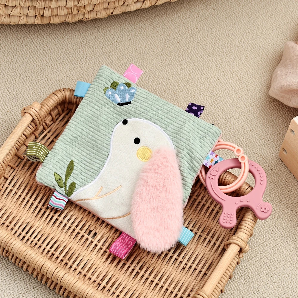 oft Baby Cloth Book with Bear & Goose, Sensory Crinkle Activity Book with Mirror, Teether, and Hanging Ring, Early Educational T