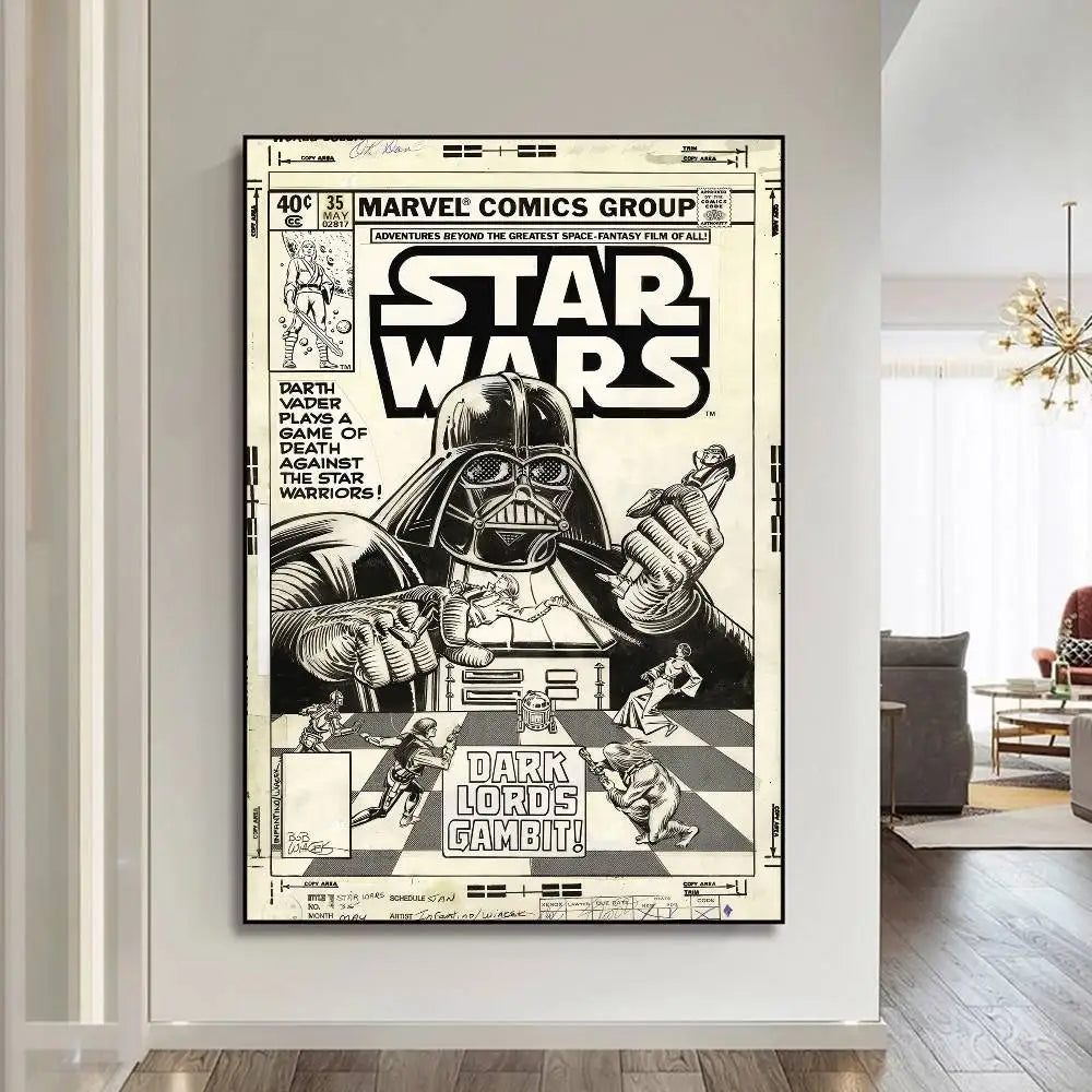 S-Star W-Wars Film Whitepaper Poster Fancy Wall Sticker For Living Room Bar Decoration Aesthetic Art Wall Painting