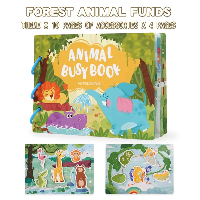 Animal Habitat Sticker Book for Kids Activity Montessori Busy Books Funny Sticker Book Educational Game Travel Toys for Toddlers