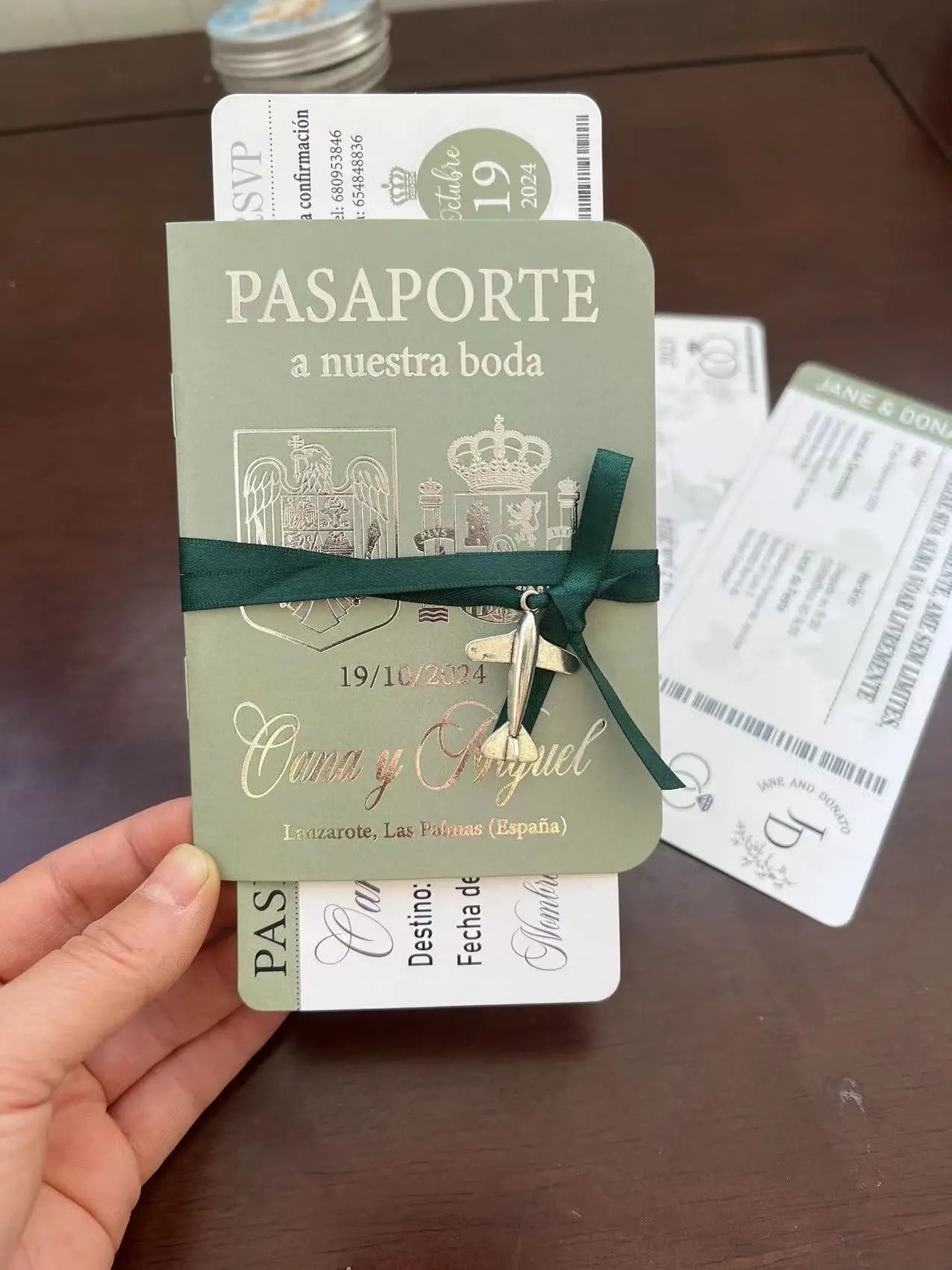30/50pcs Multipage Passport Invitation Classic Wedding Invitation with RSVP Envelope Customizable Template