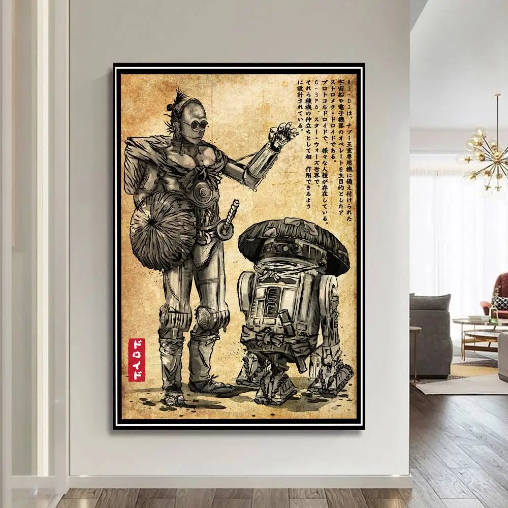 S-Star W-Wars Film Whitepaper Poster Fancy Wall Sticker For Living Room Bar Decoration Aesthetic Art Wall Painting