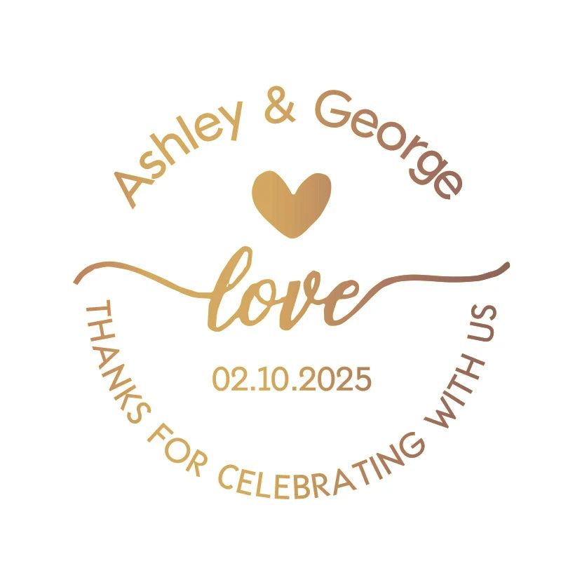 50pcs Custom Gold Foil Stickers Round Clear Label Wedding Party Envelope Gift Thank You Sticker Invitations Seals Support Hebrew