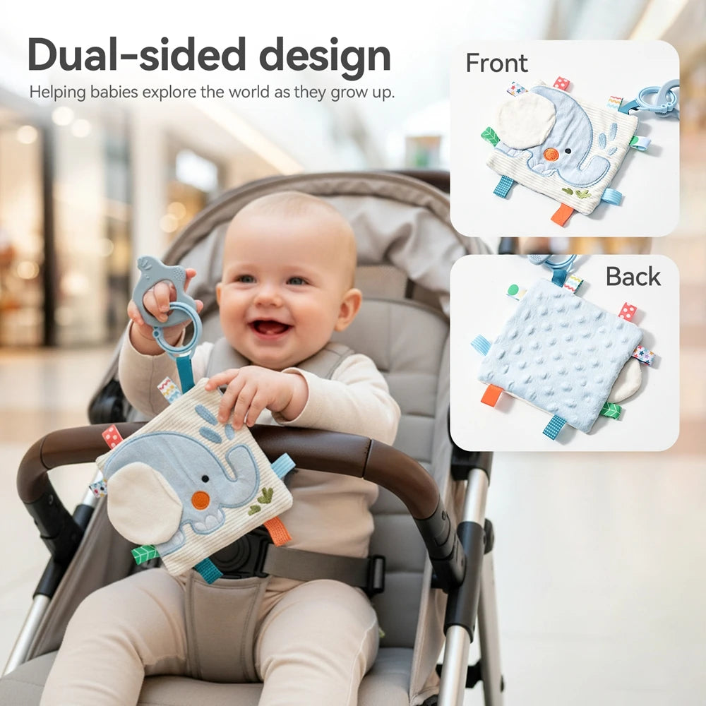 oft Baby Cloth Book with Bear & Goose, Sensory Crinkle Activity Book with Mirror, Teether, and Hanging Ring, Early Educational T