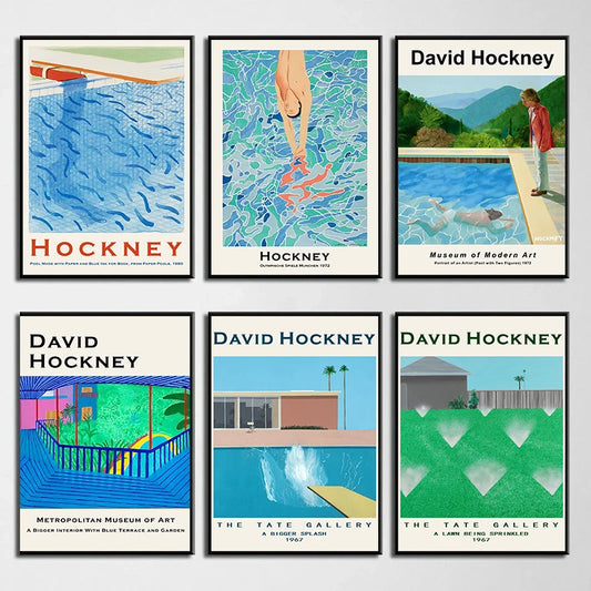 1pc frameless Canvas Painting David Hockney Art Exhibition Modern Minimalist Abstract Poster Print Canvas Printing Wall Art Pict