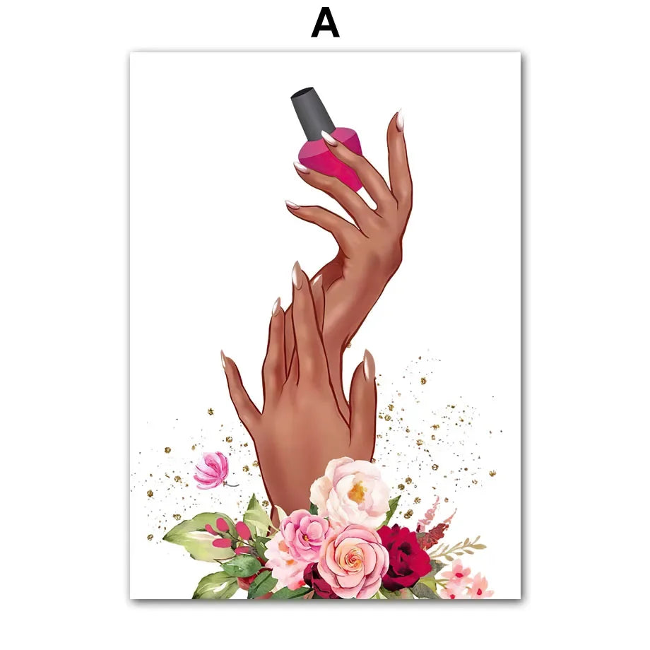 Nail Themed Printed Art Posters