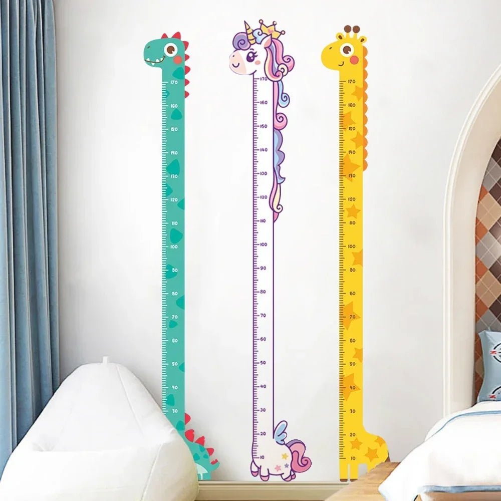 Children Growth Height Ruler Sticker To Measure And Record Kids Height With Unicorn Dinosaur Giraffe Cartoon Nursery Decor