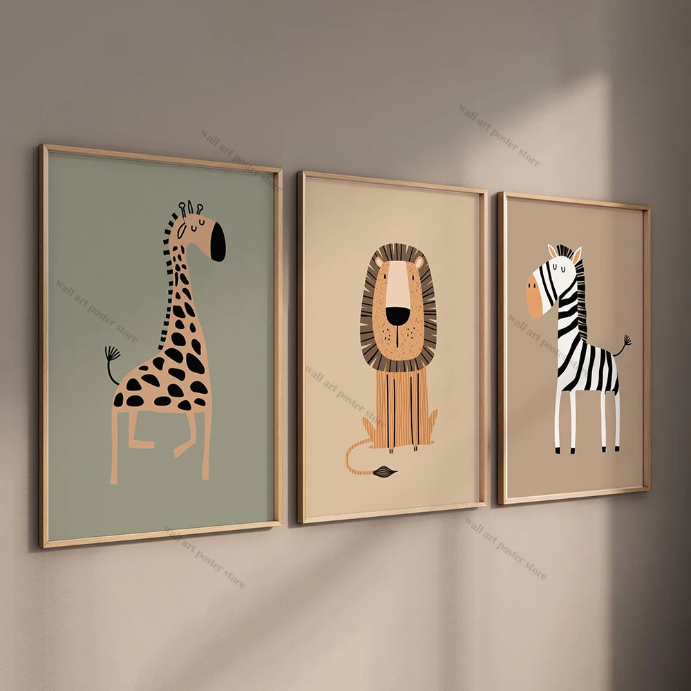 Set of 3 Safari Nursery Wall Prints