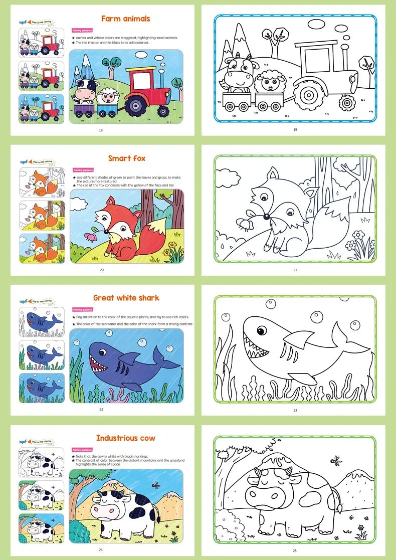 Graffiti Coloring Book, Fun Coloring Book, Cartoon Animal Drawing Book, Children's Coloring Book, Suitable for Children Aged 3-8