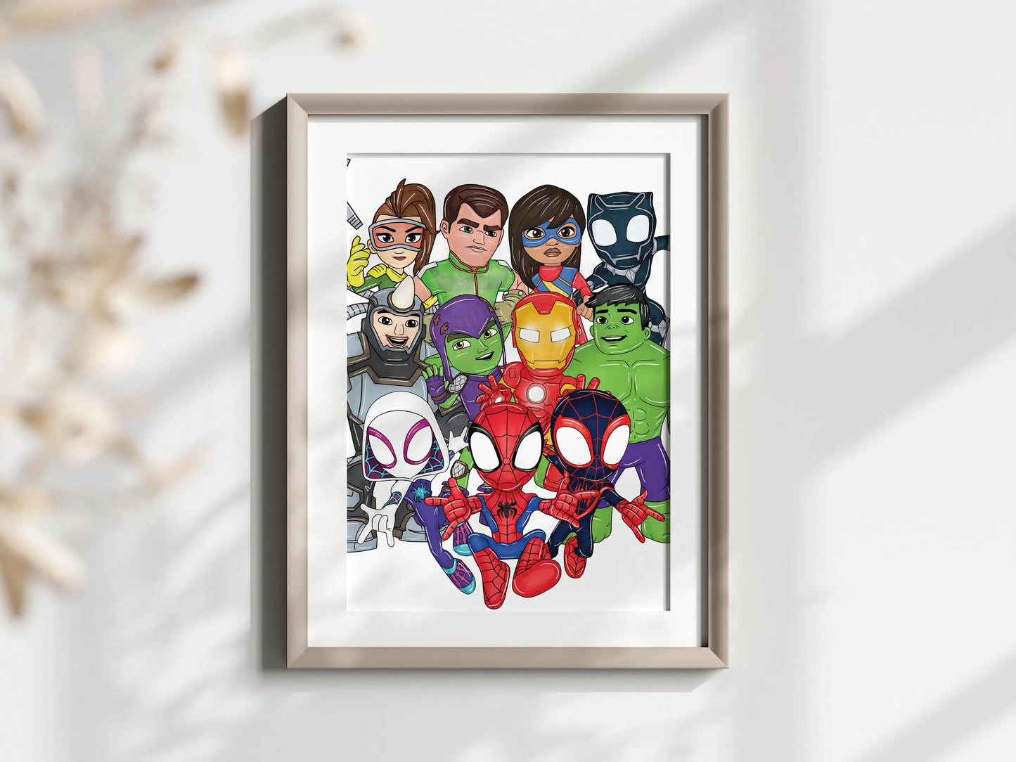 Spidey and Friends Wall Art – Superhero Kids Bedroom Print
