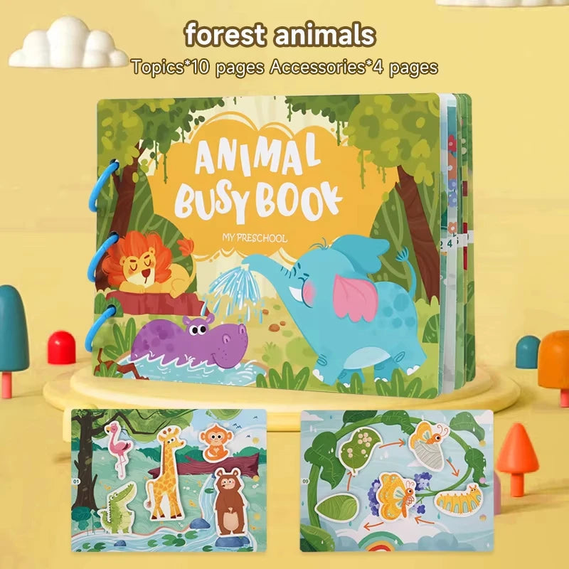 Animal Habitat Sticker Book for Kids Activity Montessori Busy Books Funny Sticker Book Educational Game Travel Toys for Toddlers