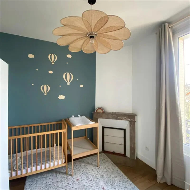 Wooden Hot Air Balloon Wall Decor with Clouds and Stars