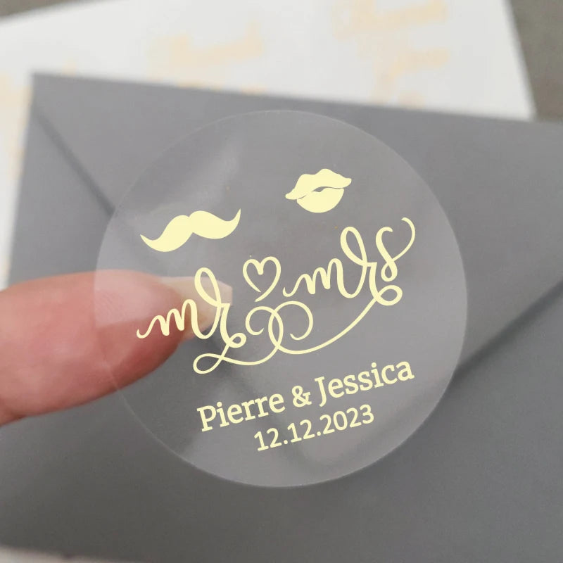 Custom Gold Foiled Stickers, Wedding, Birthday, Your Text, Thank You Labels, Baby Shower, Engagement, Invitation Seals.50 Pieces