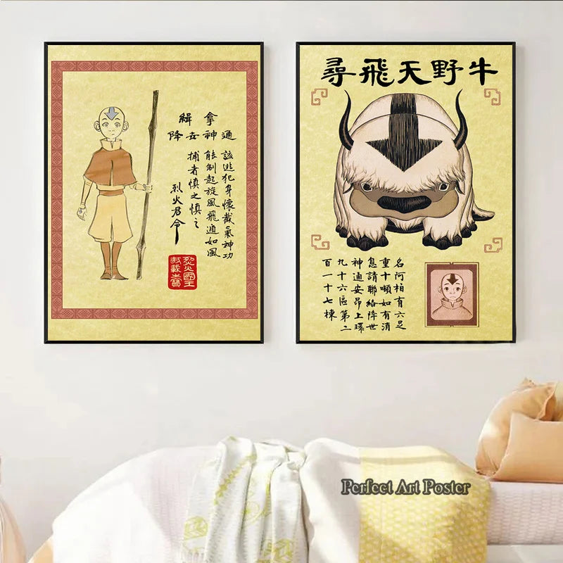 Avatar Last Airbender Wanted Poster Retro Cartoon Anime Canvas Painting Wall Art Pictures Prints Home Kids Room Decor Cuadros