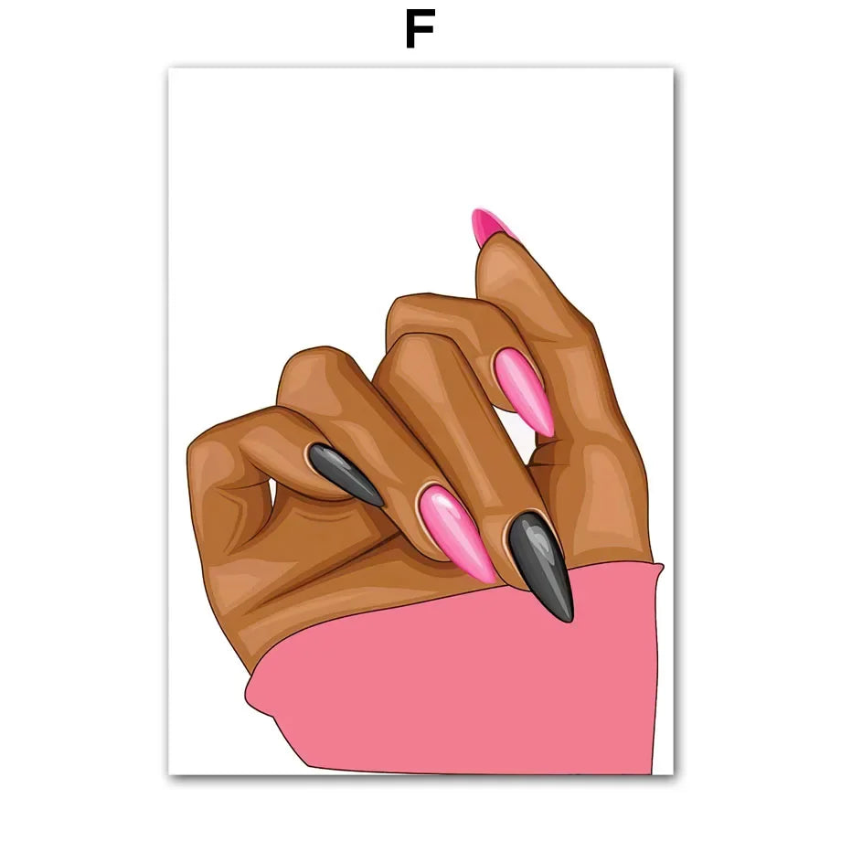 Nail Themed Printed Art Posters