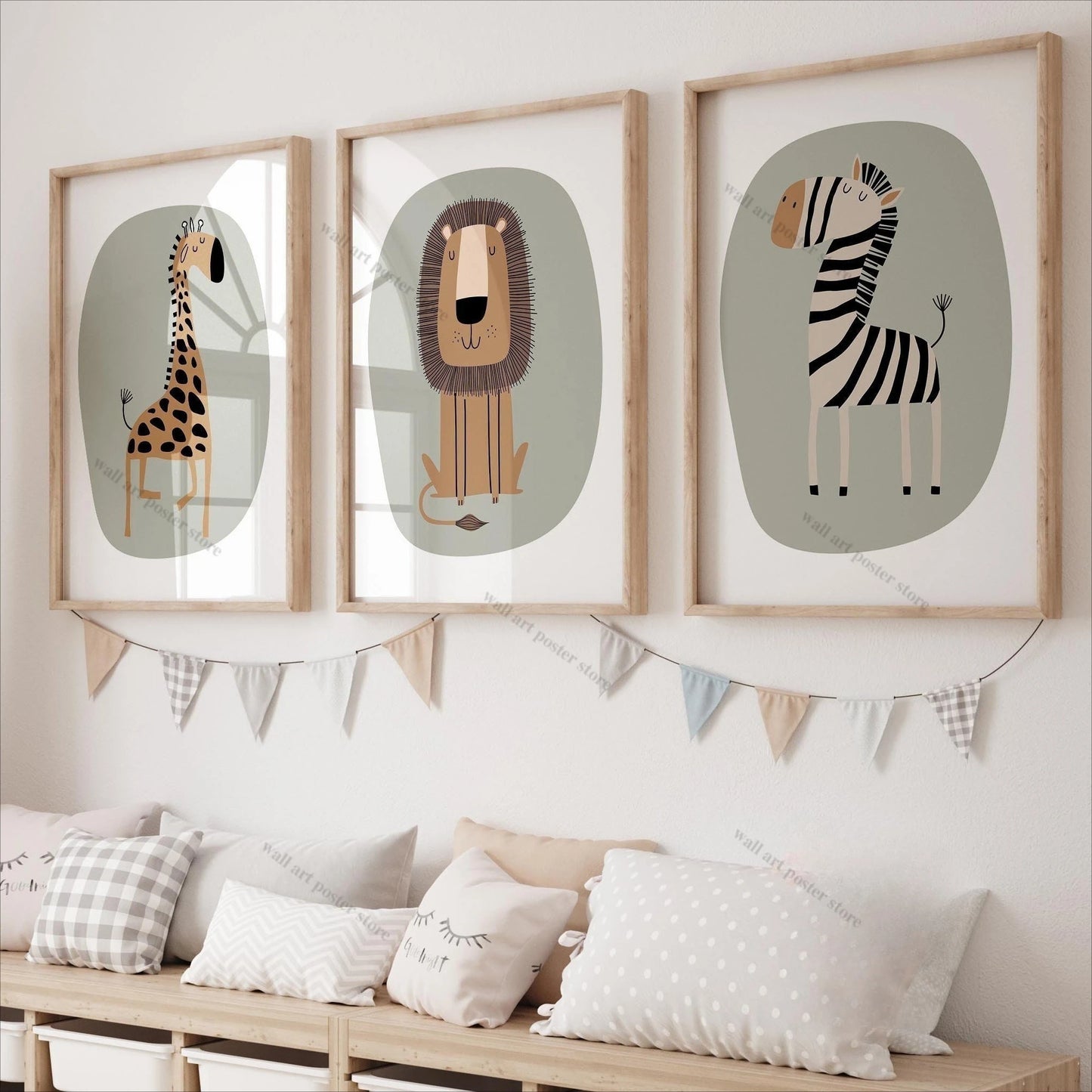 Set of 3 Safari Nursery Wall Prints