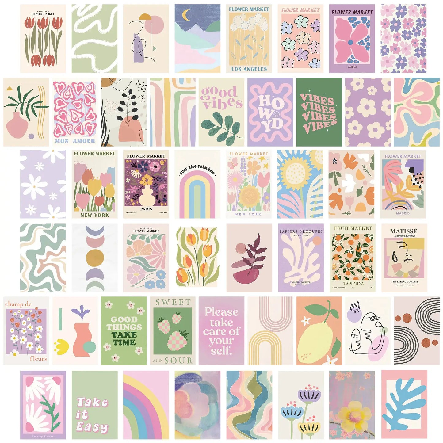 Set of 50 Aesthetic Boho Photo Collage