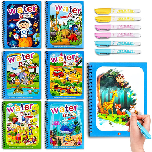 Children Water Coloring Book Kids Montessori Reusable Coloring Book Magic Water Drawing Book Sensory Early Education Toy for Kid
