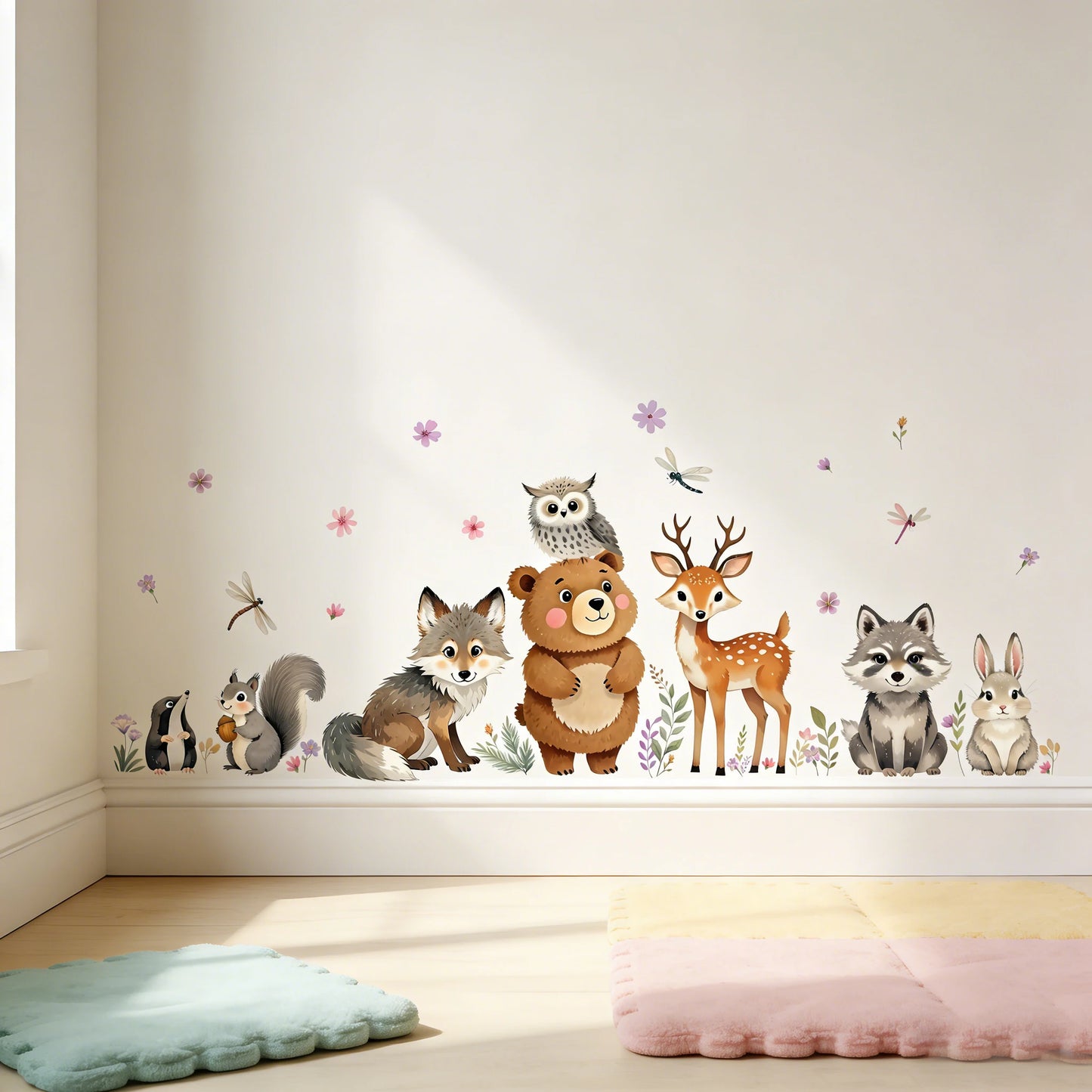 New Creative Cartoon Bear Wall Stickers Decorative Adhesive Decals for Living Room Bedroom Background Decoration