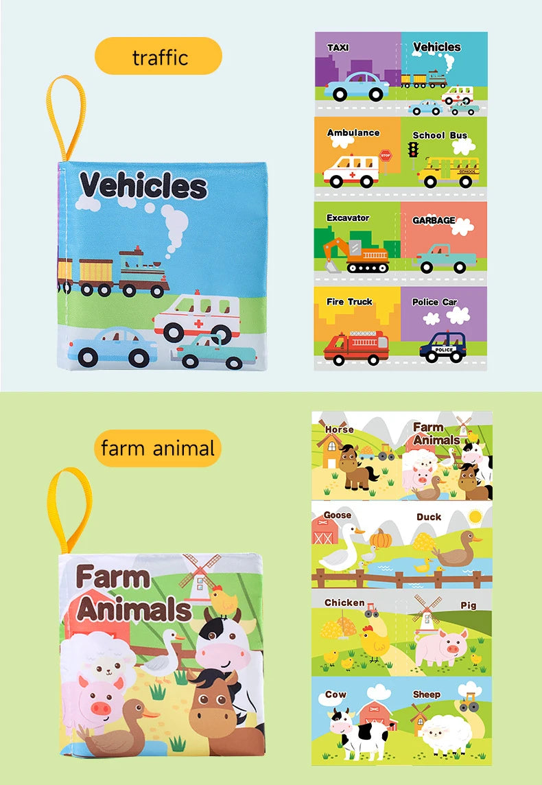 Baby  Enlightenment Cloth Books Educational Toys Baby Intelligence Development Learning Book Rustle Sound Cognition Sensory Toys
