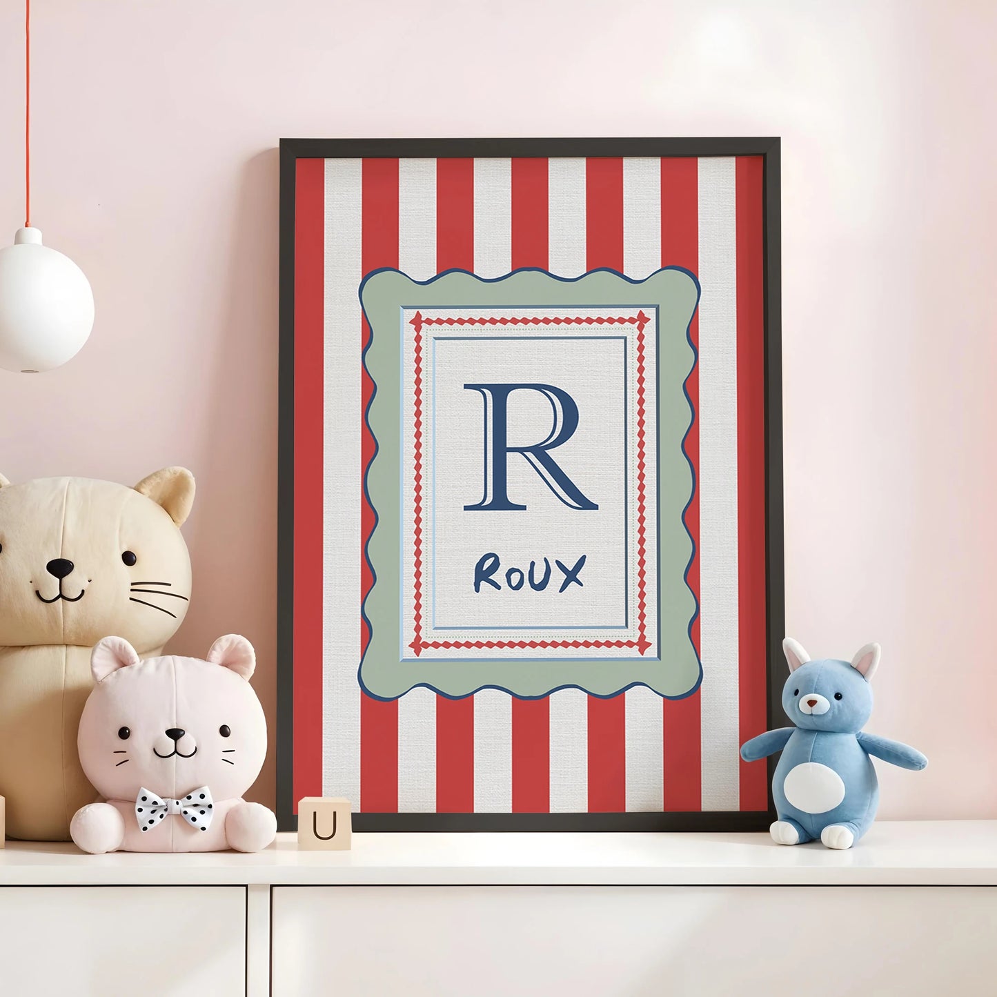 Personalized Custom Name Cartoon Child Stripe Wall Art Print Picture Canvas Poster Painting For Living Room Home Decor Gift