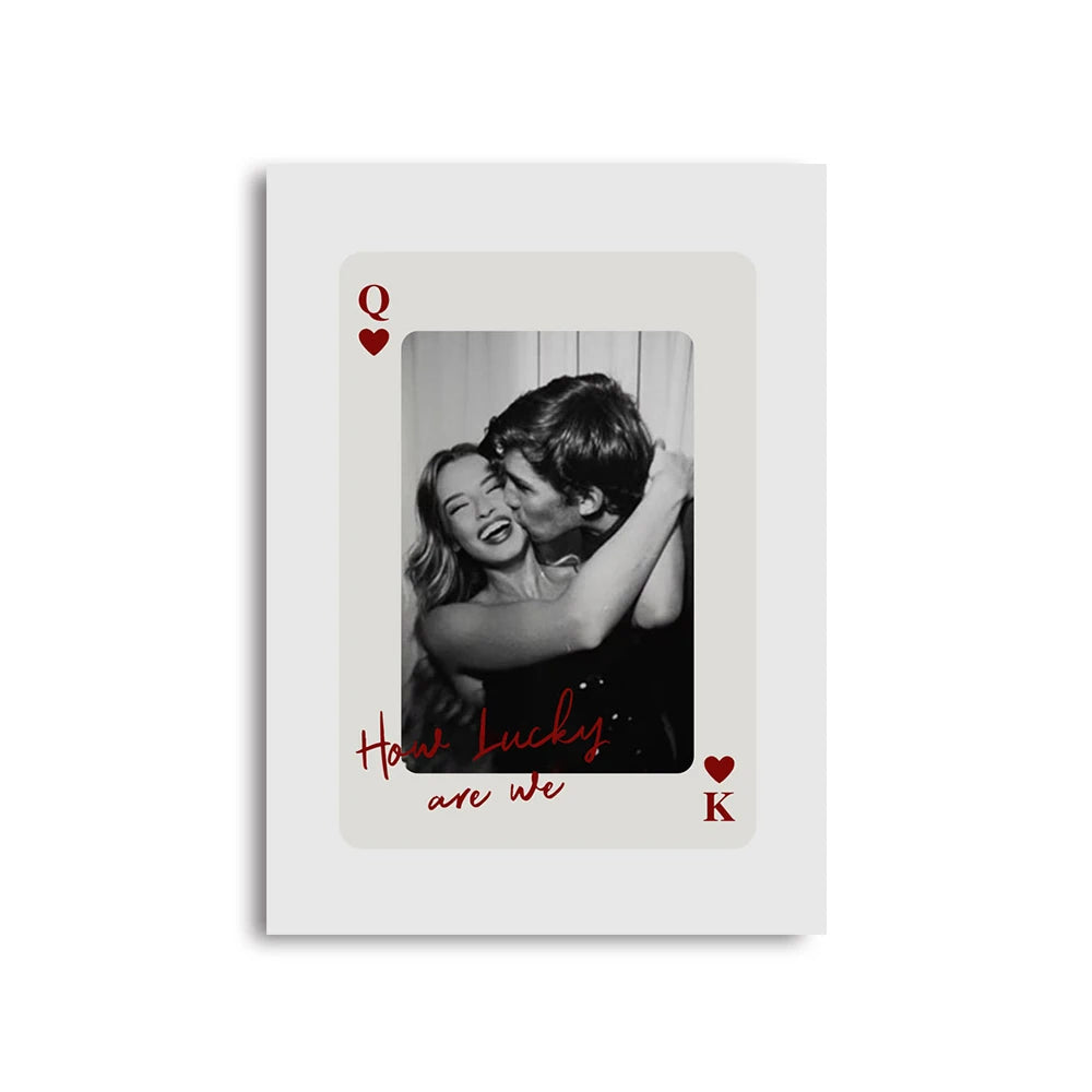 Unique Custom Black & White Decorative Painting Canvas Print Wedding Couple Wall Art Poster for Home Decor Valentine's Day Gift
