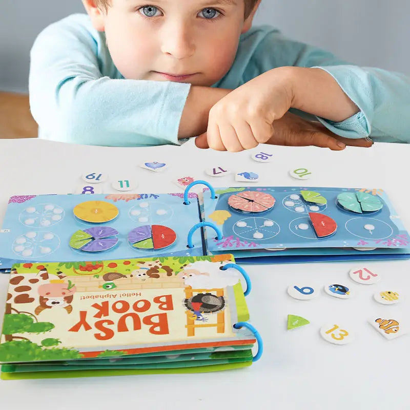 Toddler Quiet Book Montessori Activities 3D Puzzle Paste Matching Game Toy For Kid Educational Magic Tape Wooden Busy Books Toys