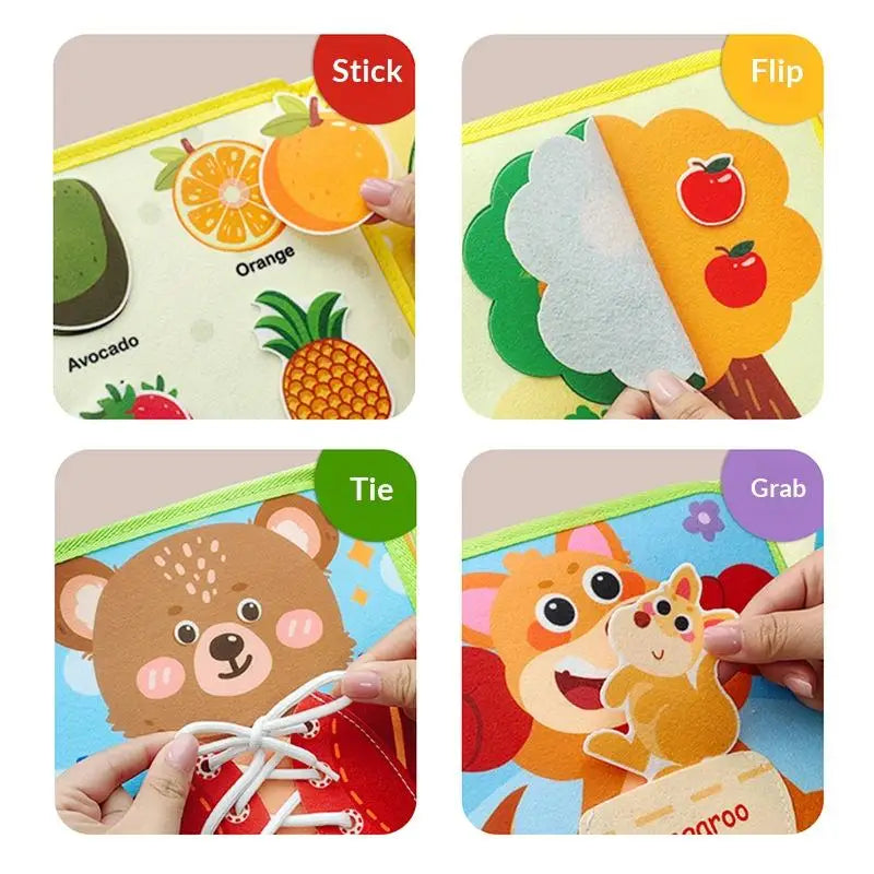 Toddler Sensory Activity Busy Book Durable Quiet Book Preschool Learn Toy Interactive Montessori Busy Book for Fine Motor Skills