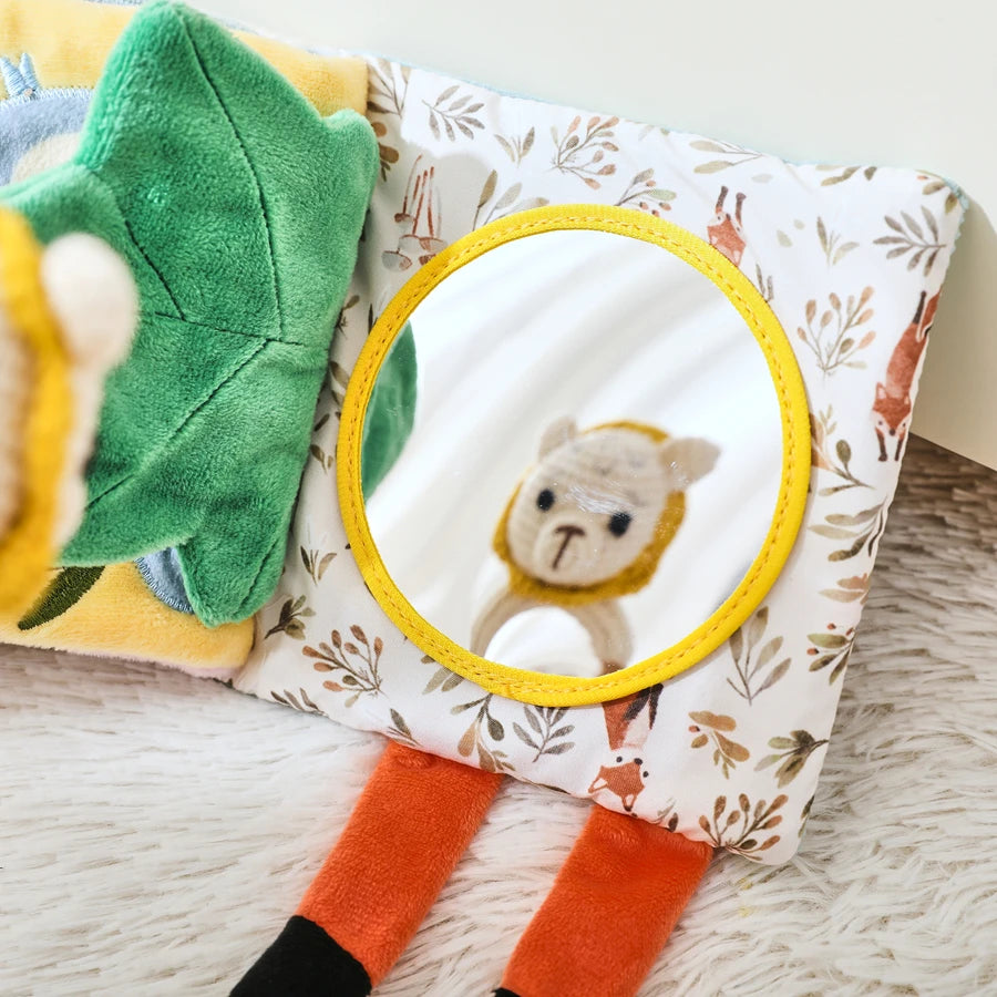 Baby Montessori Toys First Cloth Sensory Book Infant Cartoon Animal Cognitive Soft Books With Mirror Early Educational Toys