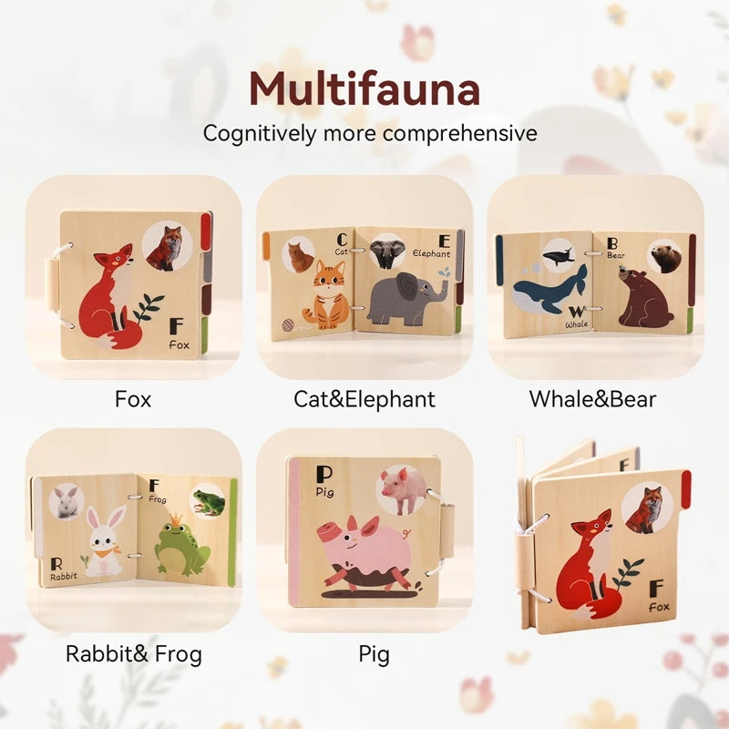 Montessori Educational Learning Book Kids Toy Animal Flap Picture Book Kids Reading Book Toys Baby Learn Animal Books in English