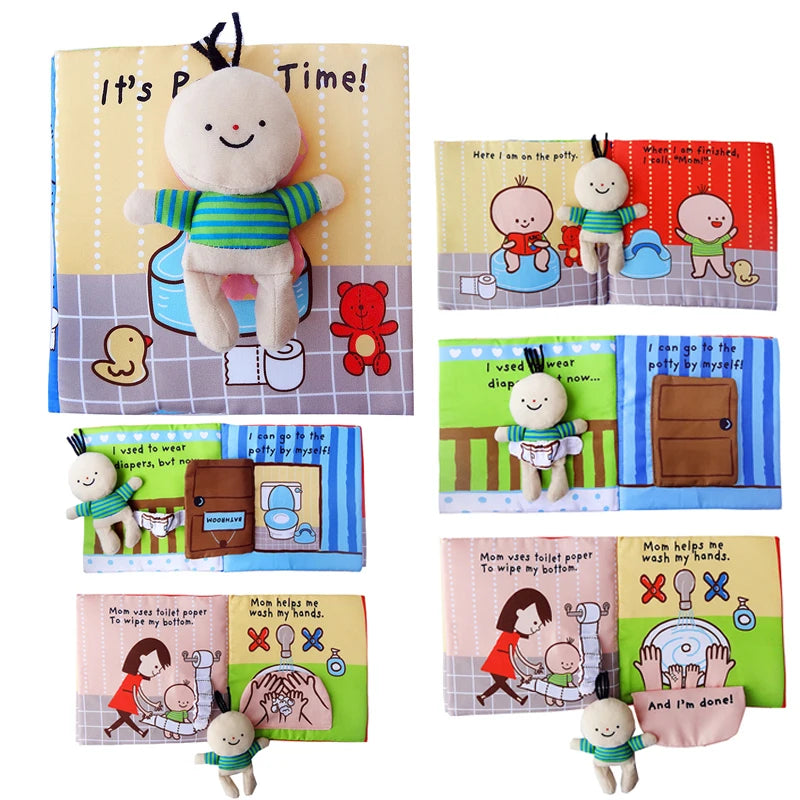 Baby Toys 0-12M Cloth Book Early Life Skills Learning Bath Potty Brush Teeth Cognitive Quiet Book Montessori Interactive Books