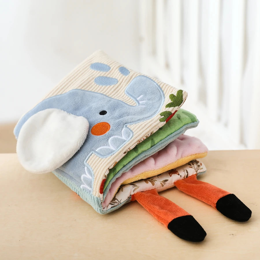 Baby Montessori Toys First Cloth Sensory Book Infant Cartoon Animal Cognitive Soft Books With Mirror Early Educational Toys