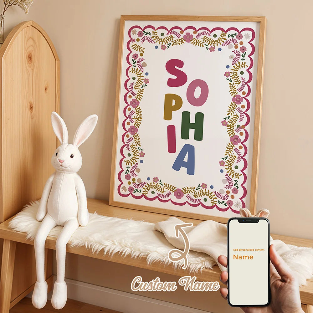 Personalized Custom Name Cartoon Child Stripe Wall Art Print Picture Canvas Poster Painting For Living Room Home Decor Gift