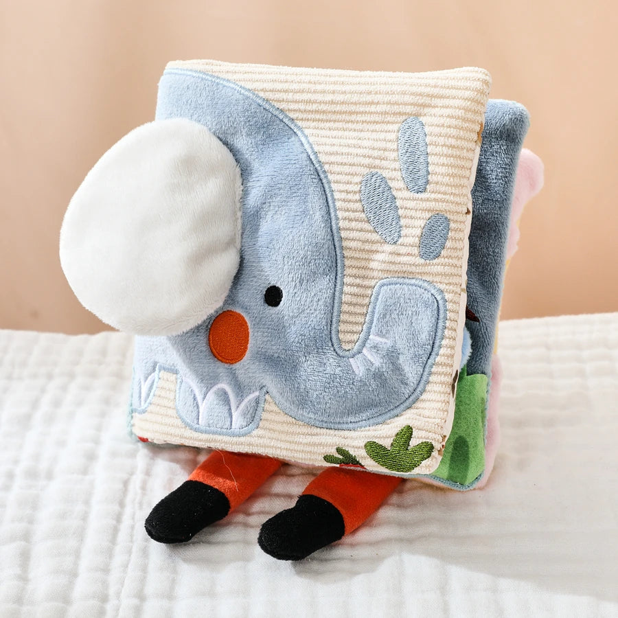 Baby Montessori Toys First Cloth Sensory Book Infant Cartoon Animal Cognitive Soft Books With Mirror Early Educational Toys