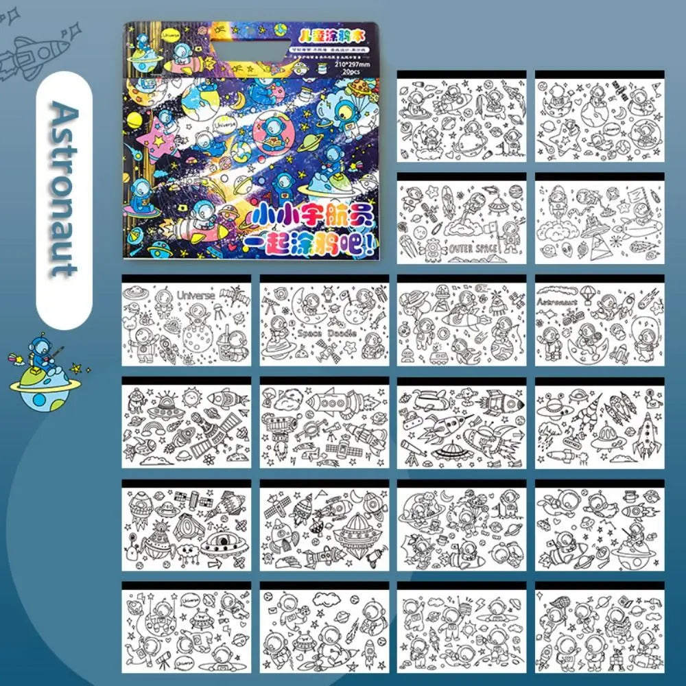 Funny Paper Children Coloring Activity Book Space Portable Color Filling Toy Educational Tearable Kids/Children/Toddler