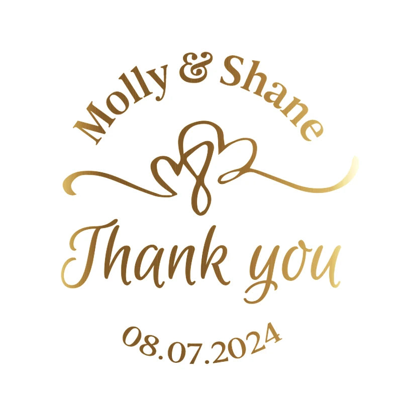 50pcs Custom Gold Foil Stickers Round Clear Label Wedding Party Envelope Gift Thank You Sticker Invitations Seals Support Hebrew