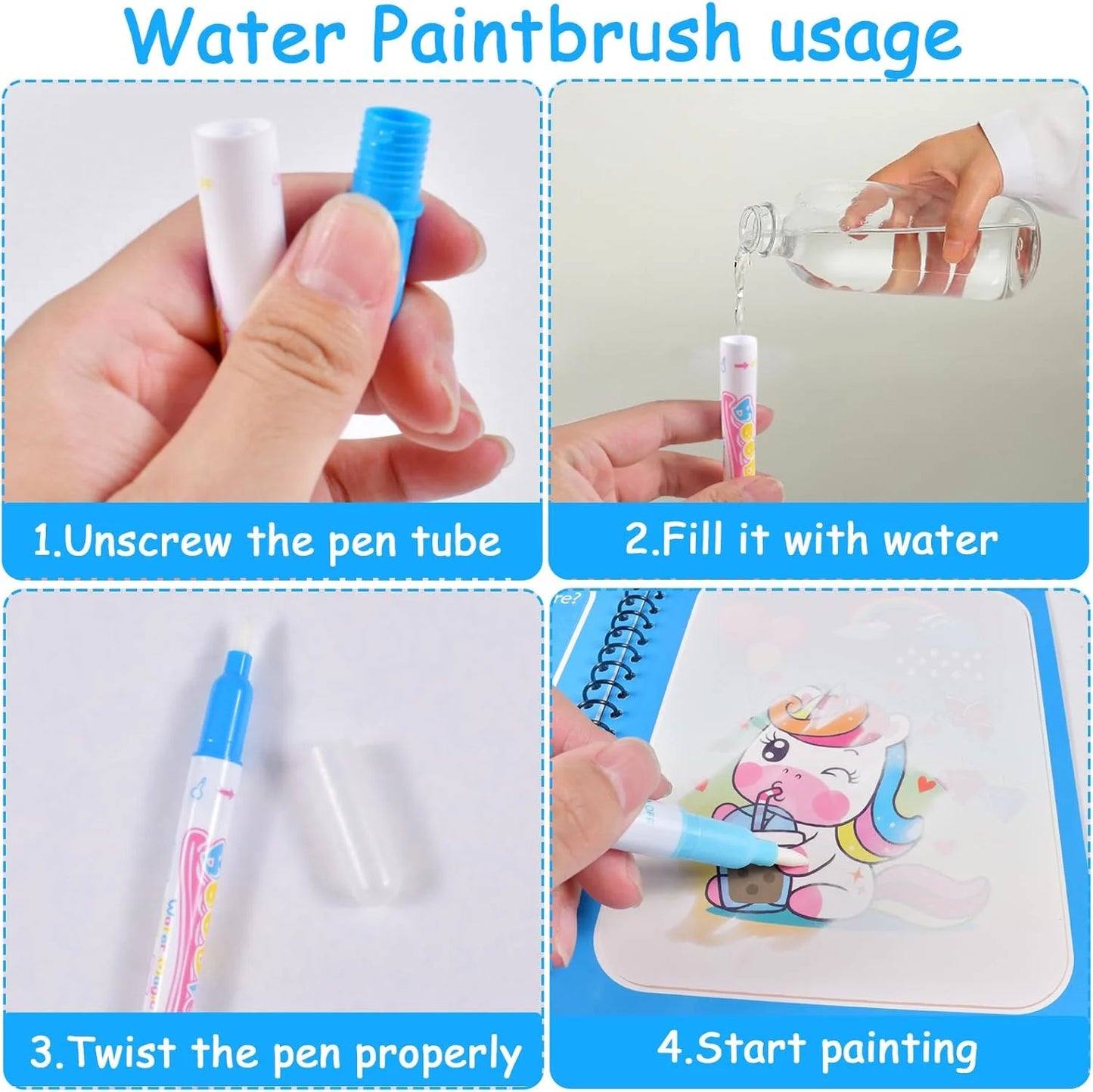 1PC Children Drawing Coloring Books Magic Water Drawing Book for Boys And Girls Gift Animal Cartoon Montessori Diy Painting Toys