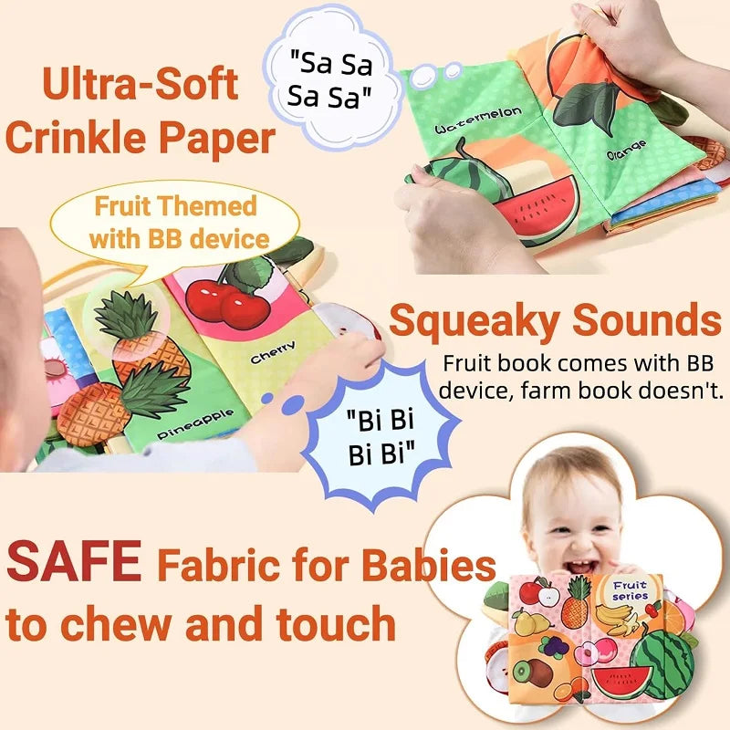 Baby Cloth Book for Children Fun Interactive Toys 0-3 Years Infant Early Education Toys Soft Tail Cloth Book Sensory Baby Toys