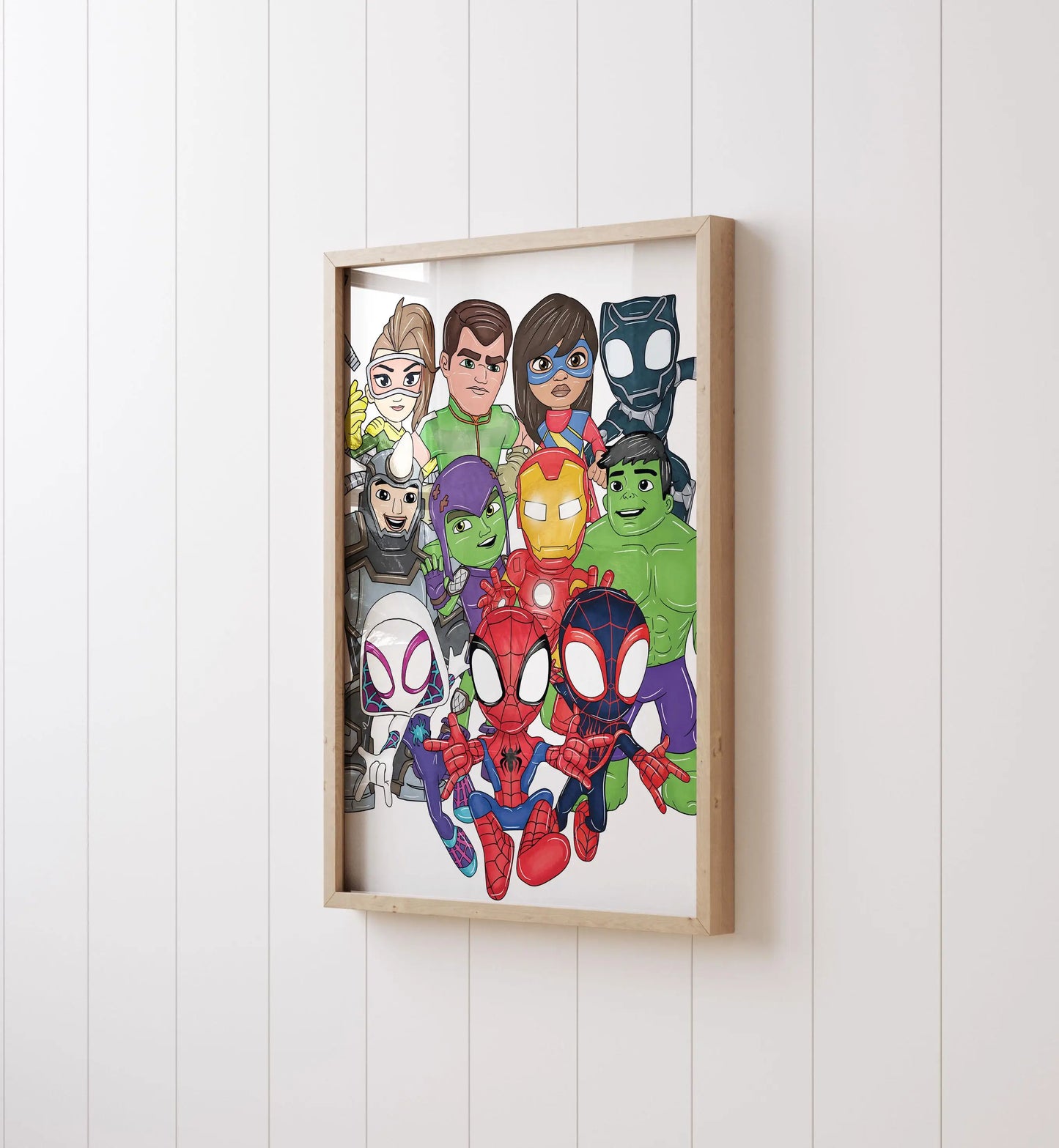 Spidey and Friends Wall Art – Superhero Kids Bedroom Print