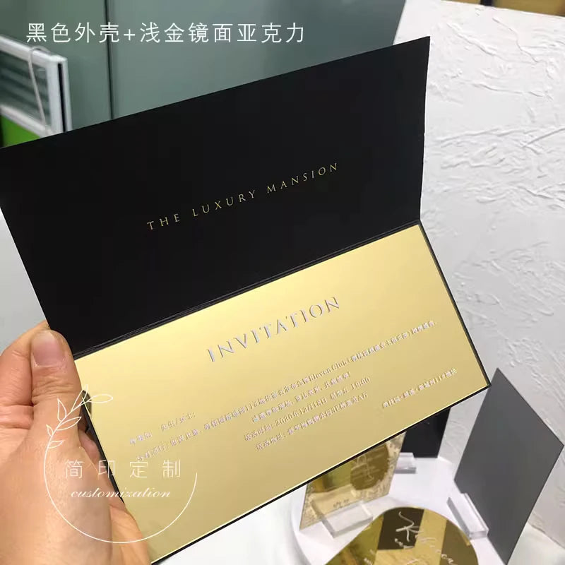 Customisable Gold Acrylic Wedding Invitation