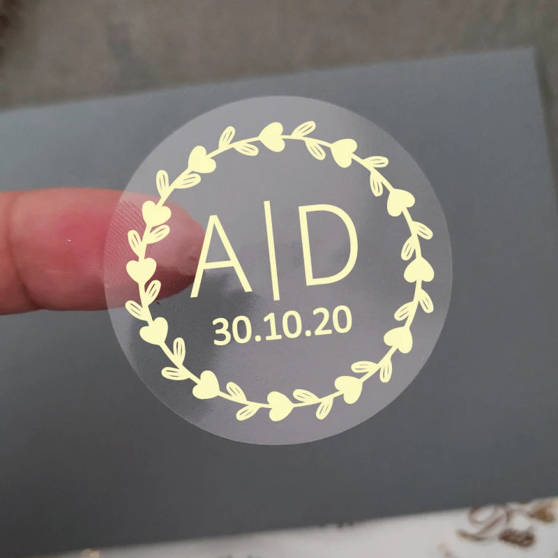 Custom Gold Foiled Stickers, Wedding, Birthday, Your Text, Thank You Labels, Baby Shower, Engagement, Invitation Seals.50 Pieces